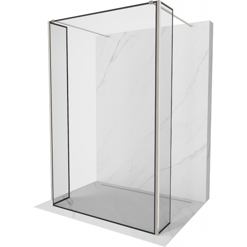 Mexen Kioto atskira dušo siena, laisvai stovinti 100 x 30 x 30 cm, juodas raštas, šlifuotas nikelis - 800-100-030-222-97-70-030