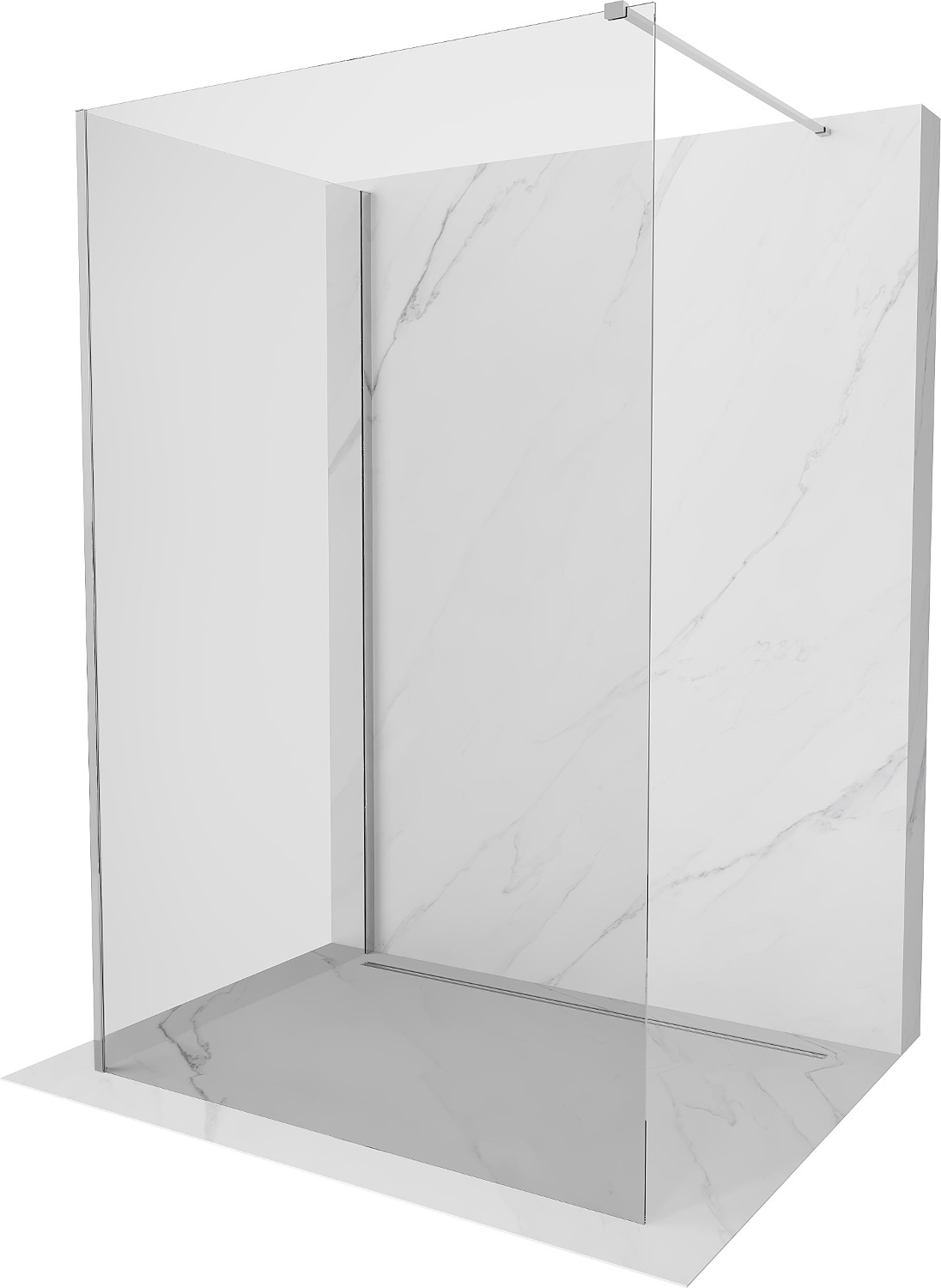 Mexen Kioto dušo siena Walk-in 140 x 70 cm, permatoma, chromuota - 800-140-212-01-00-070