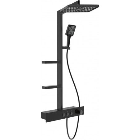 Mexen Saxx viršutinio montavimo dušo komplektas su lietaus dušu ir maišytuvu, juodas - 78102-70