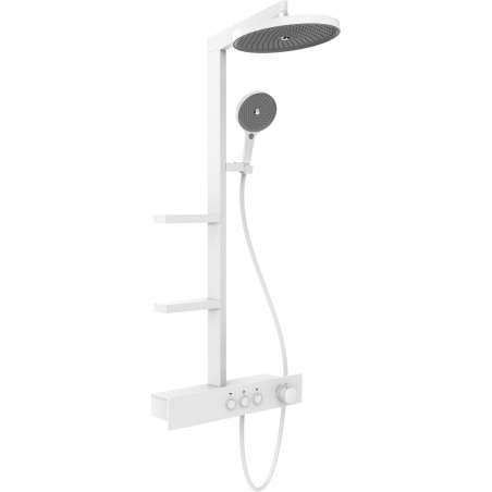 Mexen Plex prausimosi komplektas su viršutinio lietaus dušo galvute ir baterija, baltas - 78103-20