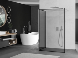 Mexen Kioto Walk-in dušo kabina 140 x 70 cm, juodas raštas, chromas - 800-140-212-01-70-070