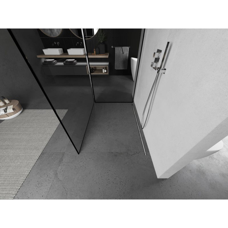 Mexen Kioto dušo siena Walk-in 120 x 100 cm, juodas rėmelis, chromas - 800-120-212-01-70-100