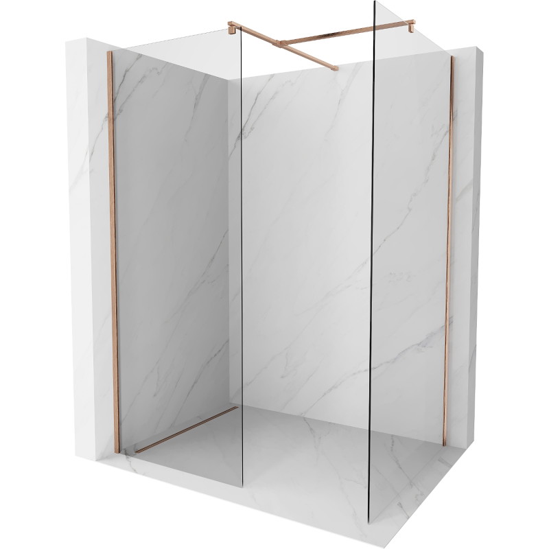 Mexen Kioto dušo sienelė Walk-in 100 x 95 cm, permatoma, šlifuoti vario atspalviai - 800-100-202-65-00-095