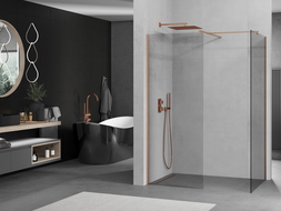 Mexen Kioto dušo sienelė Walk-in 105 x 90 cm, permatoma, šlifuota varis - 800-105-202-65-00-090