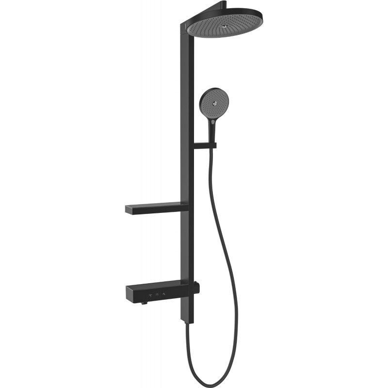 Mexen Dizzy paviršinis dušo komplektas su lietaus dušu ir maišytuvu, juodas - 78104-70