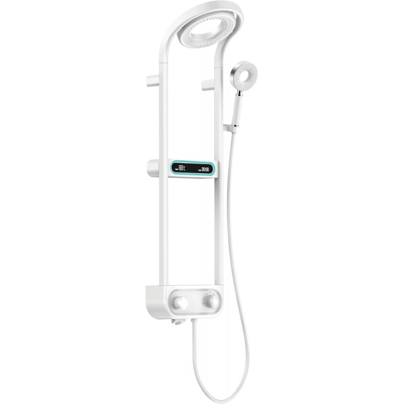Mexen Peak viršugalvio dušo komplektas su dušo galva ir maišytuvu, LED ekranas, baltas - 78106-20