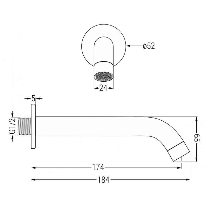 Mexen Kai DR70 paslėptas vonios-dušo komplektas su 30 cm lietaus dušu, juodas - 77602DR70301-70