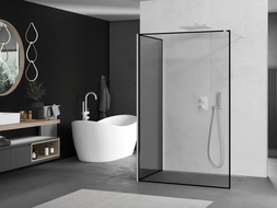 Mexen Kioto perskirtingas Walk-in 140 x 90 cm, juodas raštas, baltas - 800-140-212-20-70-090