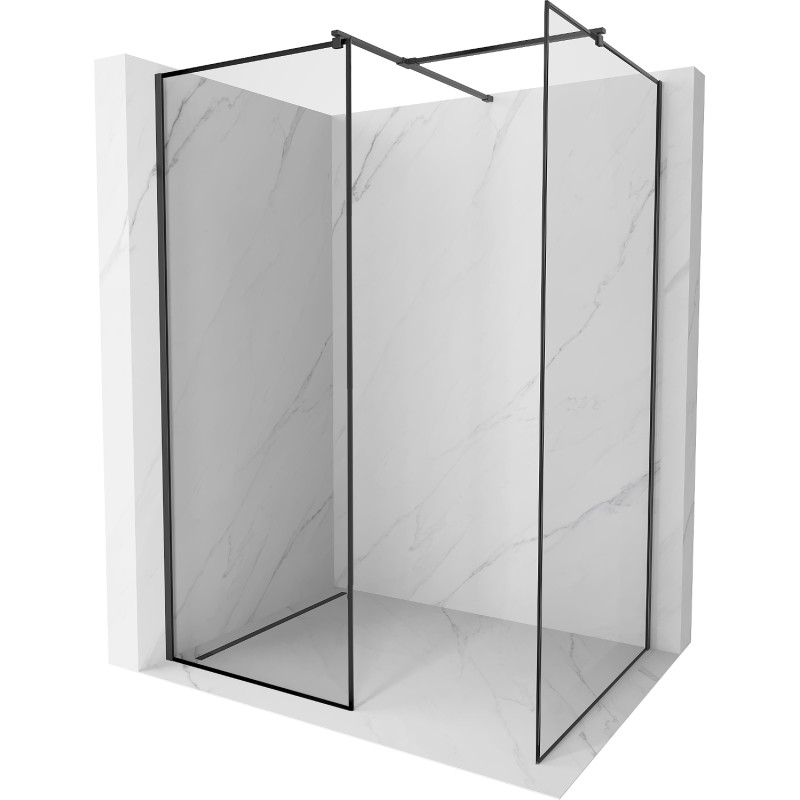 Mexen Kioto Dušo sienelė Walk-in 140 x 70 cm, juodas rėmas, juoda - 800-140-202-70-70-070