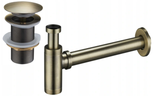 Mexen pusiau sifonas apvalus kriauklei su klik-klak kamščiu, be persipylimo, antikinis žalvaris- 7991050-40