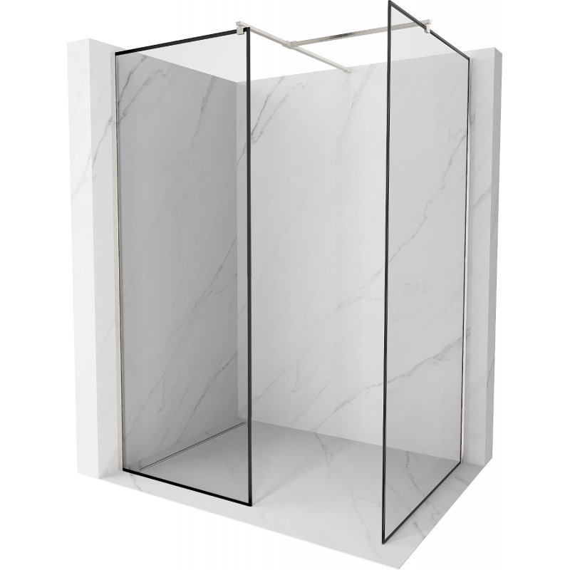 Mexen Kioto Walk-in dušo siena 80 x 80 cm, juodas raštas, šlifuotas nikelis - 800-080-202-97-70-080