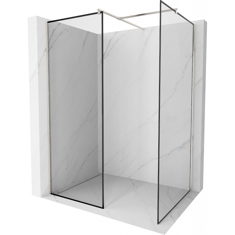 Mexen Kioto dušo siena Walk-in 120 x 100 cm, juodas raštas, šukuotinis nikelis - 800-120-202-97-70-100