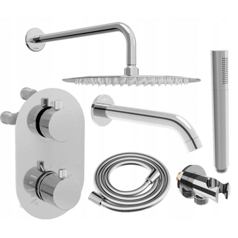 Mexen Kai DR70 įmontuojamas vonios ir dušo komplektas su 25 cm lietaus galvute, chromuotas - 77602DR70251-00