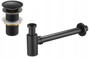 Mexen pusiau sifonas apvalus su click-klak kamščiu, be persipylimo, juodas antikinis - 7991050-79