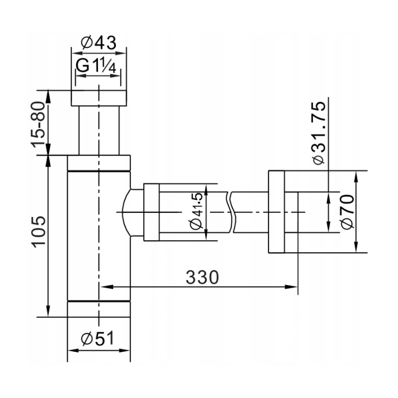 Mexen pusinis apvalus praustuvo sifonas su klik-klak kamščiu, be persipylimo, chromas - 7991050-00