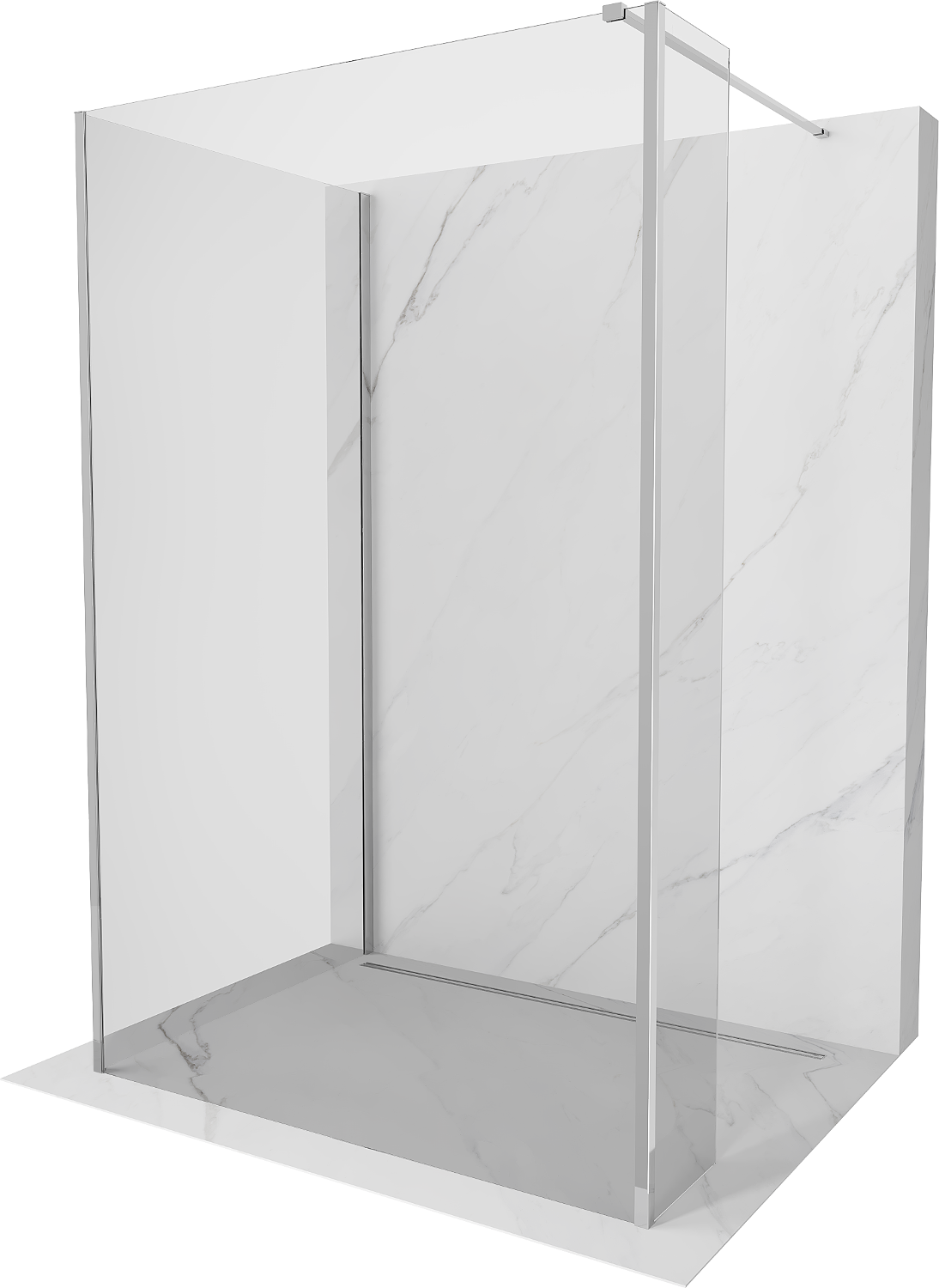 Mexen Kioto Walk-in dušo sienelė 130 x 80 x 30 cm, skaidri, chromuota - 800-130-080-221-01-00