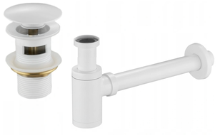 Mexen pusinis apvalus sifonas su paspaudžiamu kamščiu, su perpylimu, baltas - 7992050-20