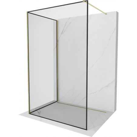 Mexen Kioto Dušo siena Walk-in 90 x 90 cm, juodas rėmas, auksinis - 800-090-212-50-70-090