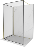 Mexen Kioto Dušo siena Walk-in 90 x 90 cm, juodas rėmas, auksinis - 800-090-212-50-70-090