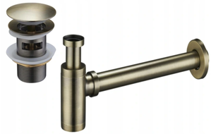 Mexen pusiau apvalus praustuvo sifonas su klik-klak uždarymu, su perpildymu, senovinis žalvaris - 7992050-40