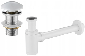 Mexen apvalus praustuvo pusiau sifonas su keraminiu paspaudžiamuoju kamščiu, be persipylimo, baltas - 7991050-25