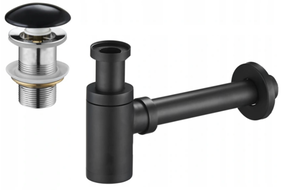 Mexen pusiau sifonas, apvalus su keramikinėmis klik-klak, be persipylimo, juodas - 7991050-75