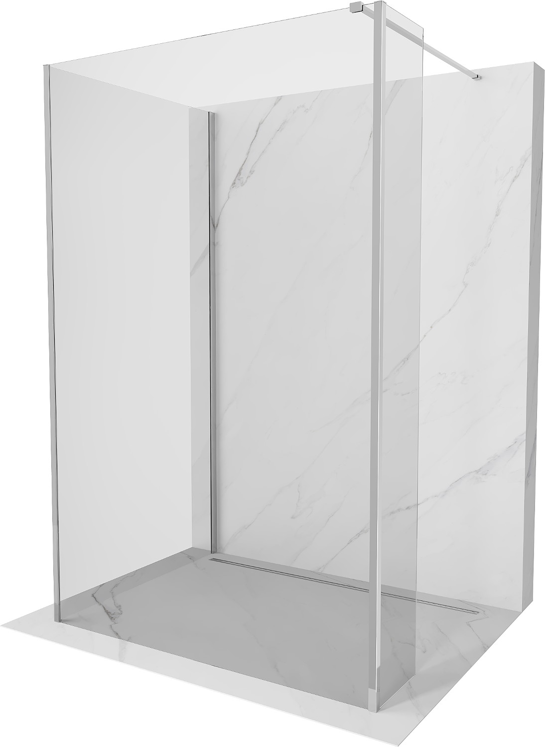 Mexen Kioto dušo siena Walk-in 130 x 75 x 40 cm, skaidrus, chrom - 800-130-075-221-01-00-040