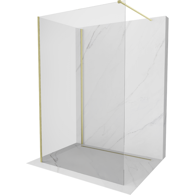 Mexen Kioto Walk-in dušo siena 100 x 100 cm, skaidri, auksinė šlifuota - 800-100-212-55-00-100