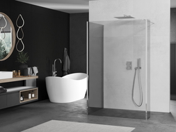 Mexen Kioto dušo siena Walk-in 100 x 100 x 40 cm, skaidrus, chrom - 800-100-100-221-01-00-040