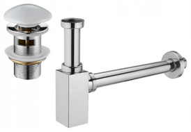 Mexen pusiau sifonas kvadratinis su keramikinio paspaudimo mechanizmu, su persipylimu, chromo/baltas - 7992060-02
