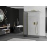 Mexen Kioto Dušo pertvara Walk-in 90 x 80 cm, juodas rėmas, auksinis šepečiu valytas - 800-090-212-55-70-080