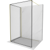 Mexen Kioto Dušo pertvara Walk-in 90 x 80 cm, juodas rėmas, auksinis šepečiu valytas - 800-090-212-55-70-080