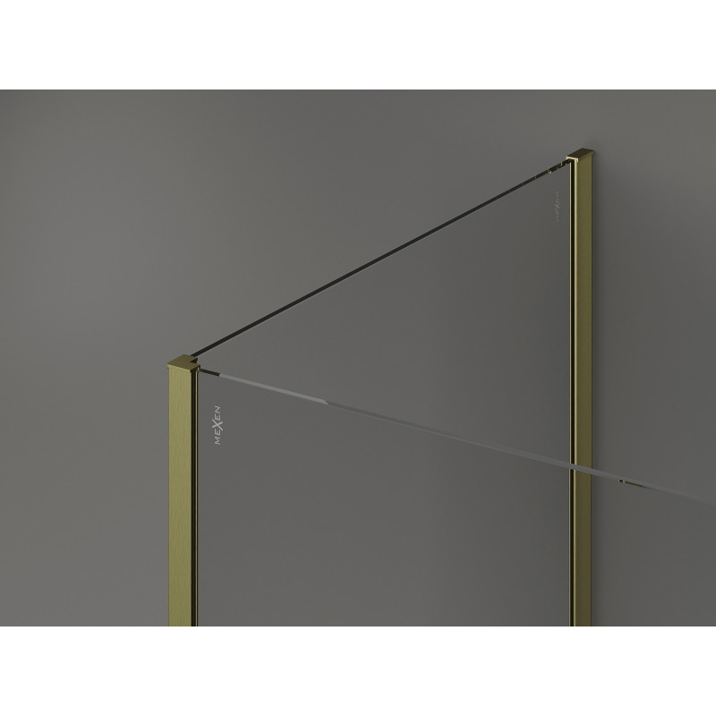 Mexen Kioto Dušo pertvara Walk-in 90 x 80 cm, juodas rėmas, auksinis šepečiu valytas - 800-090-212-55-70-080