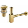 Mexen kvadratinis pusiau sifonas praustuvui su klik-klak kamščiu, be perpylimo, auksinis - 7991060-50