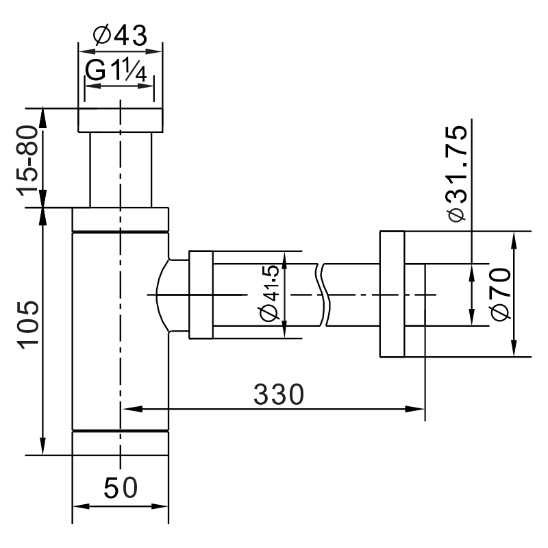 Mexen kvadratinis pusiau sifonas kriauklei su klik-klak kamščiu, be persipylimo, juodas - 7991660-70