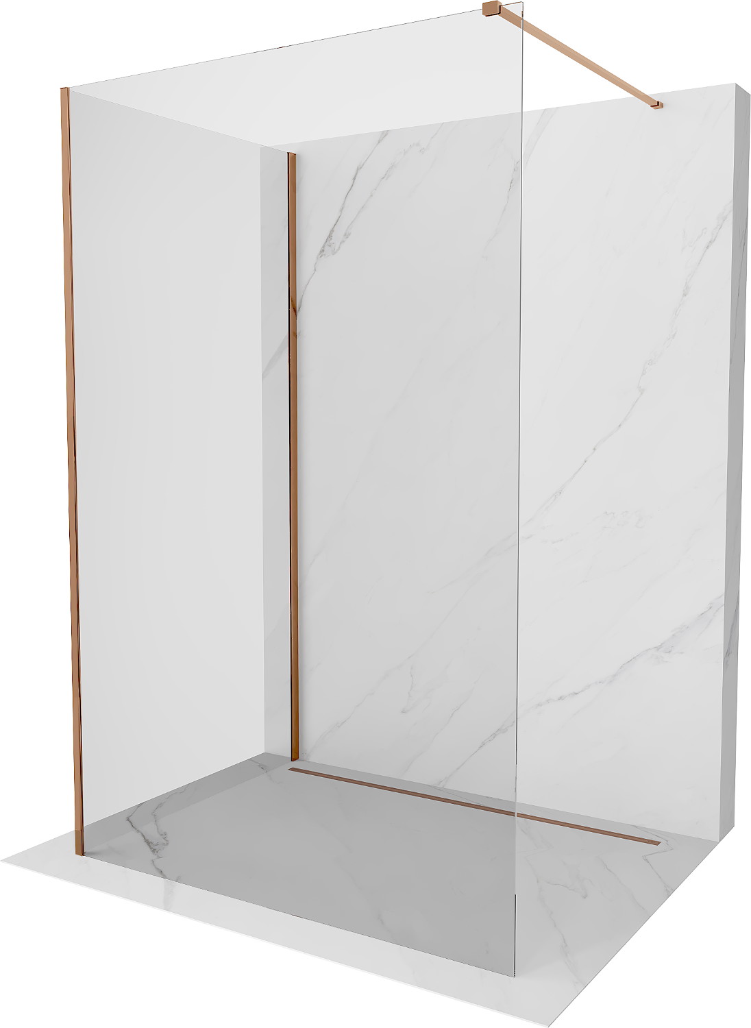 Mexen Kioto dušo siena Walk-in 120 x 85 cm, skaidrus, rožinis auksas - 800-120-212-60-00-085