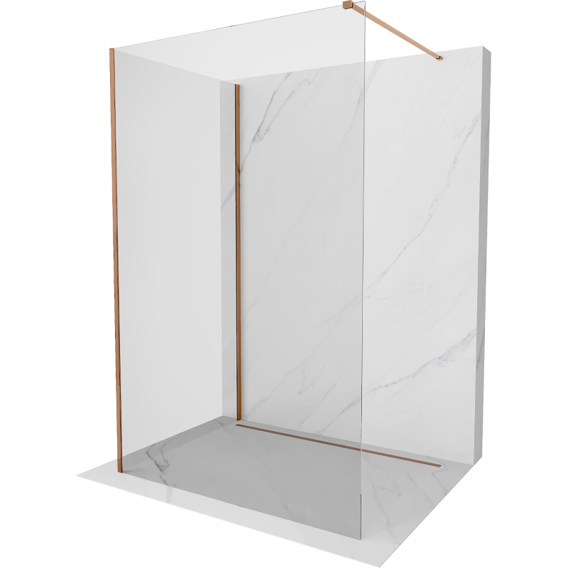 Mexen Kioto dušo siena Walk-in 135 x 90 cm, permatomas, rožinis auksas - 800-135-212-60-00-090
