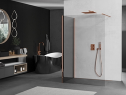 Mexen Kioto Walk-in dušo siena 135 x 120 cm, skaidrus, rožinė auksinė - 800-135-212-60-00-120