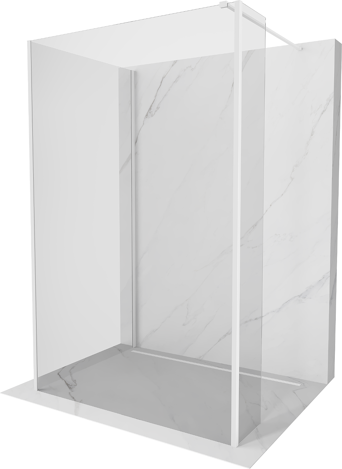 Mexen Kioto Walk-in dušo siena 90 x 75 x 30 cm, permatoma, balta - 800-090-075-221-20-00-030