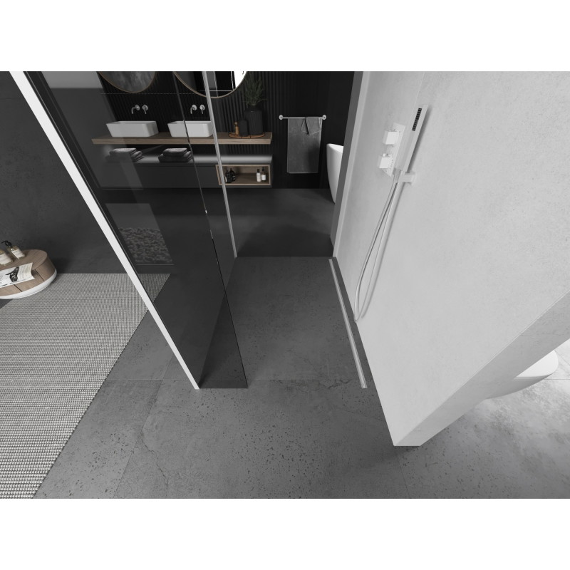 Mexen Kioto dušo sienelė Walk-in 135 x 80 x 30 cm, permatoma, balta - 800-135-080-221-20-00-030