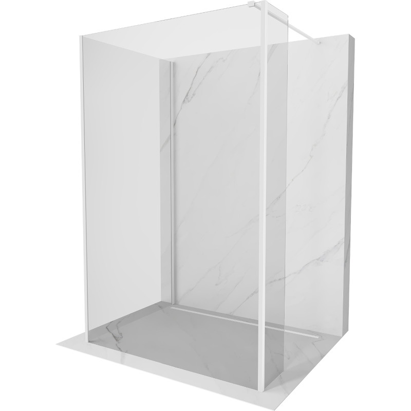 Mexen Kioto dušo sienelė Walk-in 135 x 80 x 30 cm, permatoma, balta - 800-135-080-221-20-00-030