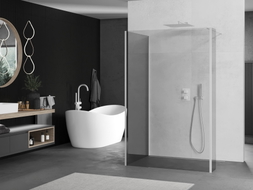 Mexen Kioto dušo sienelė Walk-in 135 x 80 x 30 cm, permatoma, balta - 800-135-080-221-20-00-030