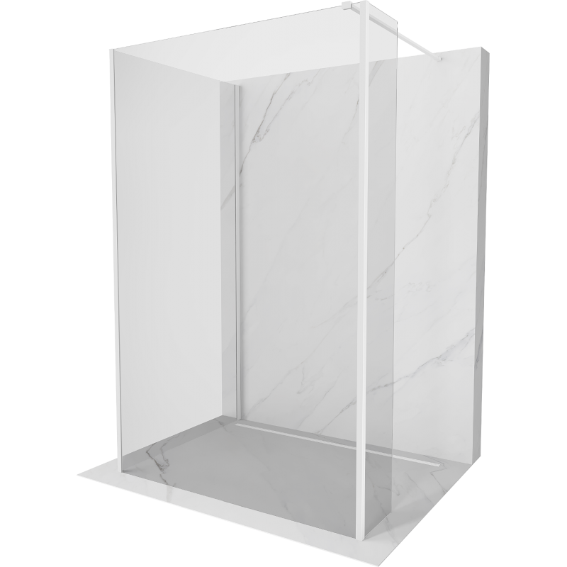 Mexen Kioto Walk-in dušo siena 125 x 100 x 30 cm, permatoma, balta - 800-125-100-221-20-00-030