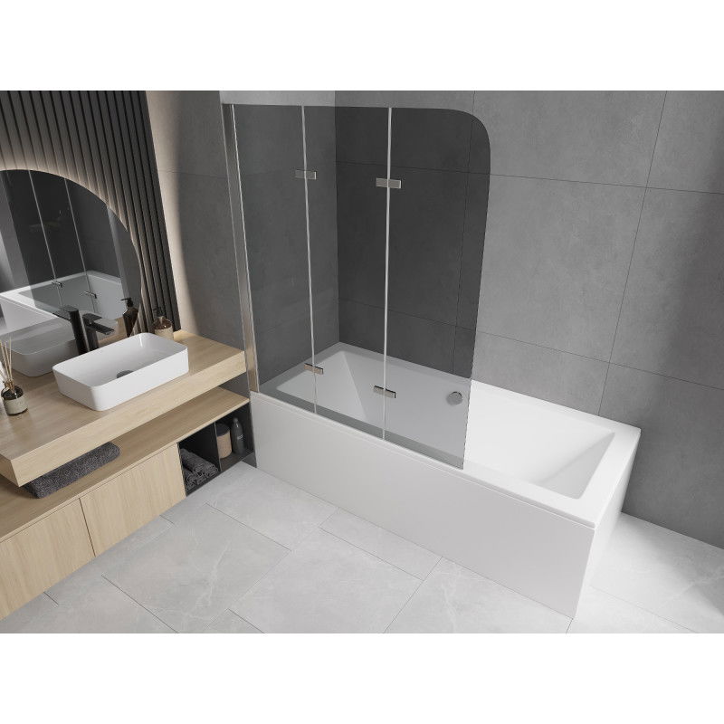 Mexen Felix 3 dalių vonios pertvara 120 x 140 cm, grafitas, chromas - 890-120-003-01-40