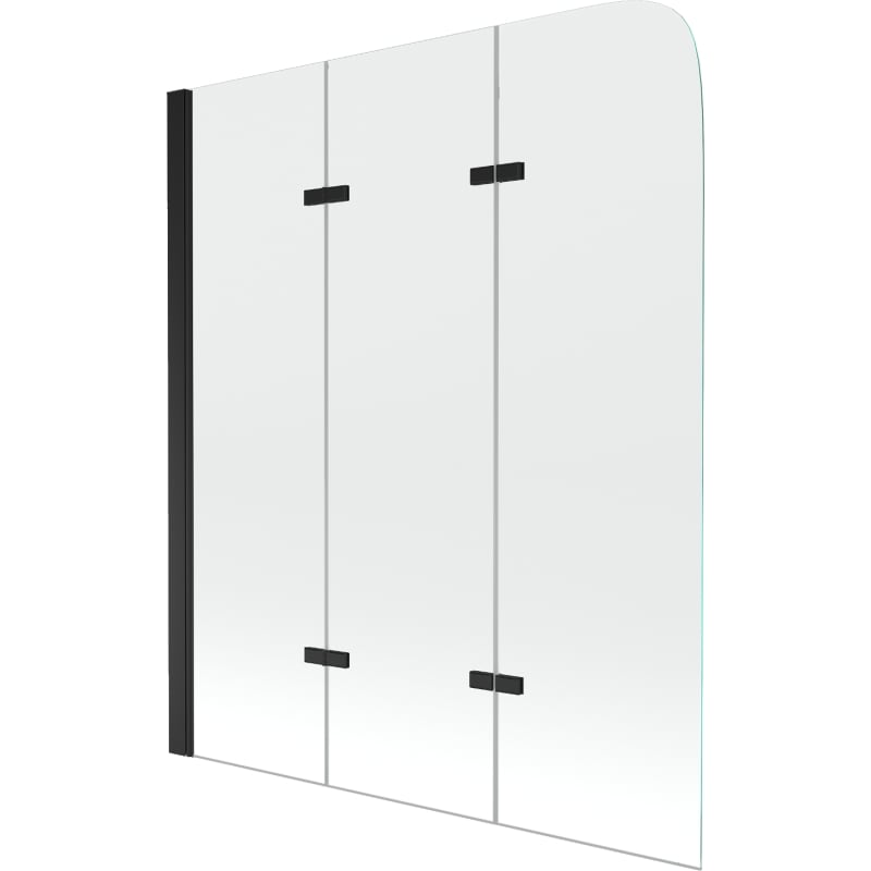 Mexen Felix trijų dalių vonios pertvara 120 x 140 cm, skaidri, juoda - 890-120-003-70-00