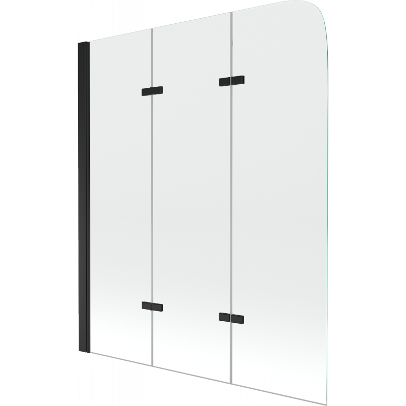 Mexen Felix trijų dalių vonios uždanga 120 x 140 cm, skaidrus, juodas - 890-120-003-70-00