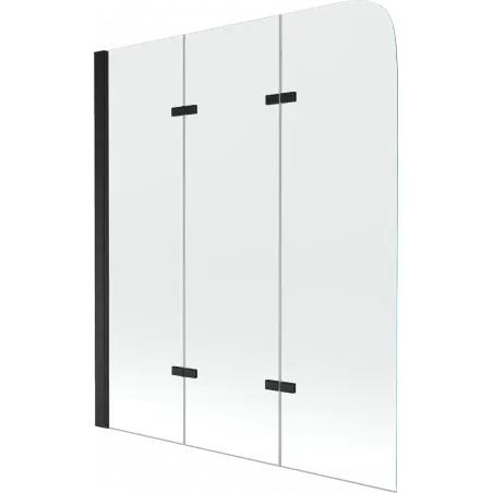Mexen Felix trijų dalių vonios uždanga 120 x 140 cm, skaidrus, juodas - 890-120-003-70-00