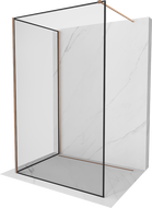 Mexen Kioto dušo siena Walk-in 100 x 90 cm, juodas rėmelis, šlifuotas varis - 800-100-212-65-70-090
