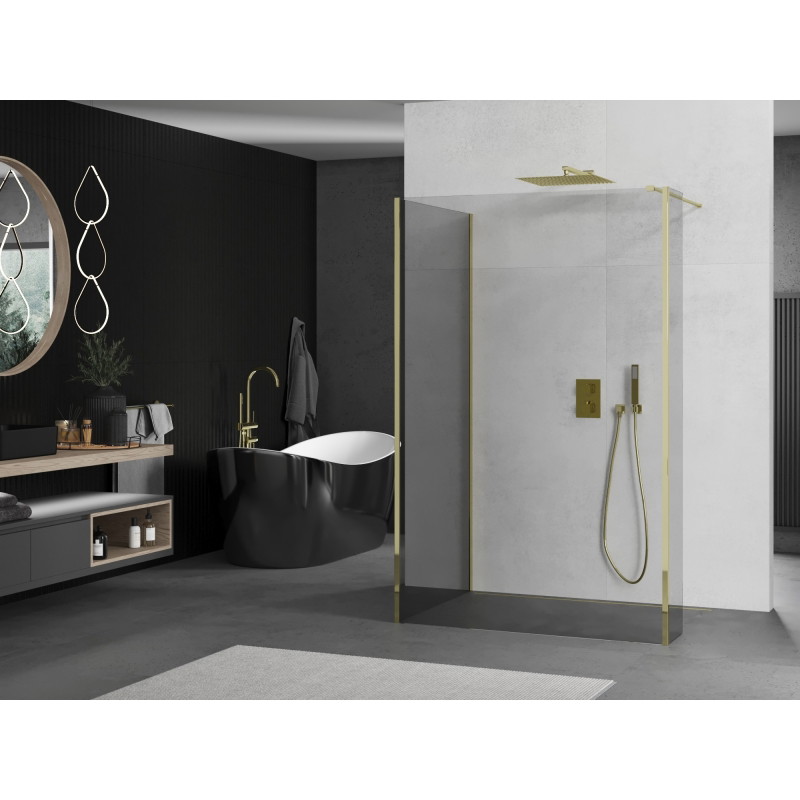 Mexen Kioto dušo sienelė Walk-in 100 x 70 x 30 cm, skaidri, auksinė - 800-100-070-221-50-00-030
