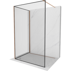 Mexen Kioto Walk-in dušo siena 140 x 110 cm, juodos raštas, matinio vario apdaila - 800-140-212-65-70-110